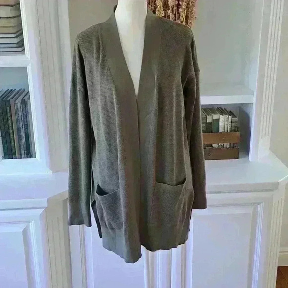 PINK ROSE Women's Junior Fit Open Cardigan Sweater- Color: Shaded Moss - Size: M - Picture 4 of 9